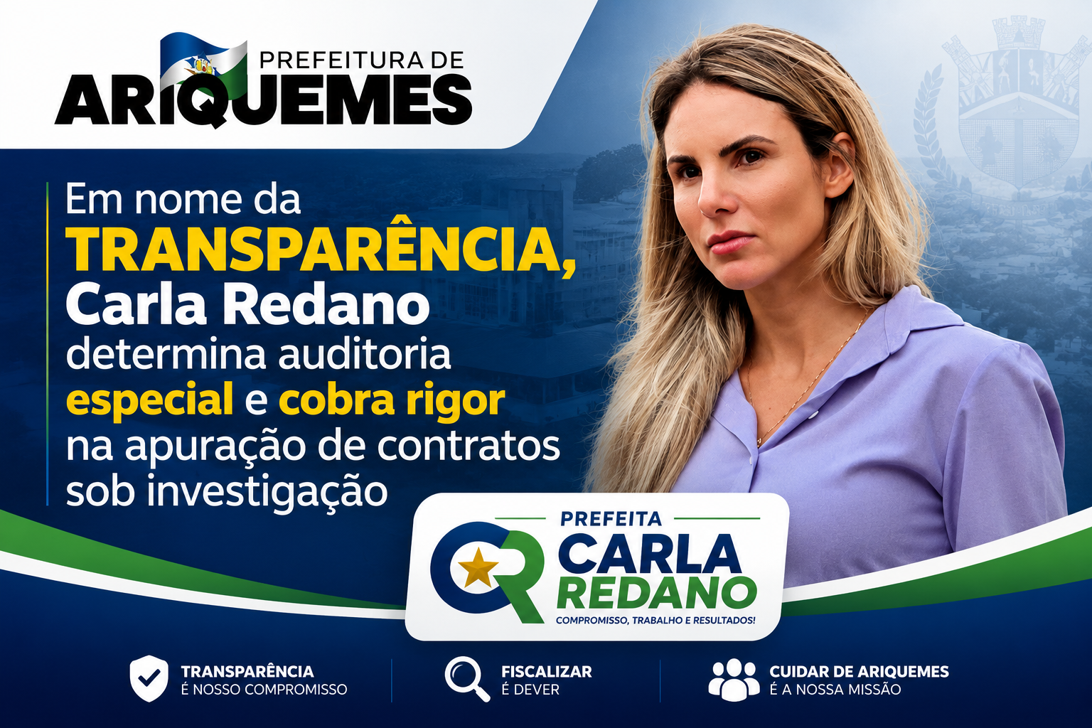 Em nome da transparência, Carla Redano determina auditoria especial e cobra rigor na apuração de contratos sob investigação