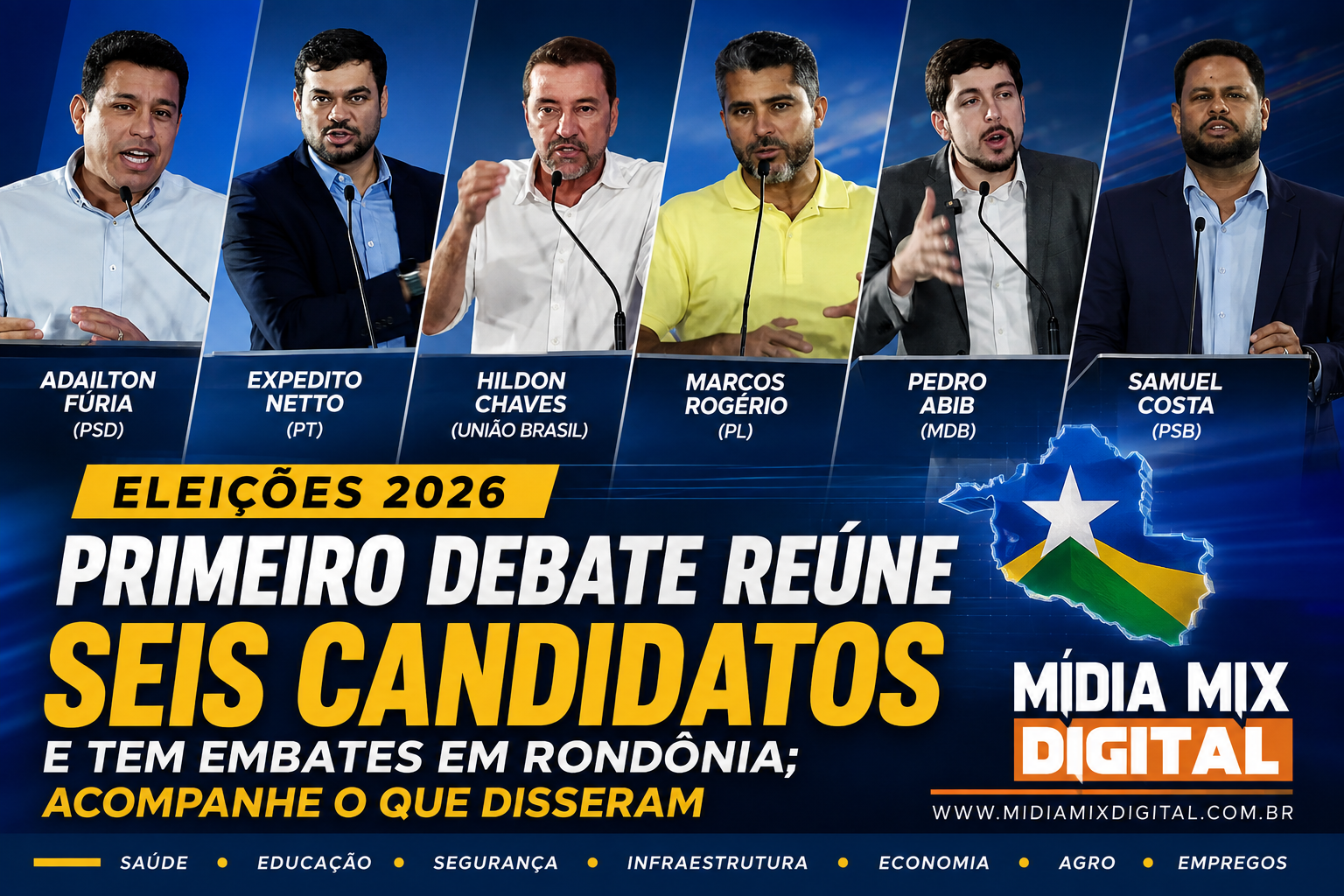 Eleições 2026: primeiro debate reúne seis candidatos e tem embates em Rondônia; acompanhe o que disseram
