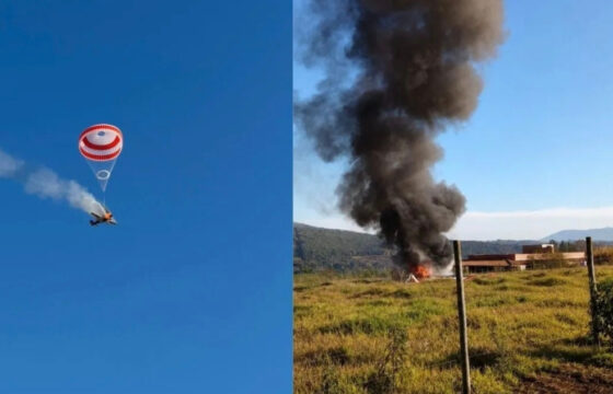 MILAGRE AÉREO: Avião sofre explosão e incêndio em MG; piloto aciona paraquedas e sobrevive a pouso de emergência