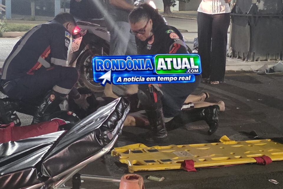 BATIDA VIOLENTA NA BR-364 EM JI-PARANÁ: três pessoas ficam feridas após colisão entre duas motos