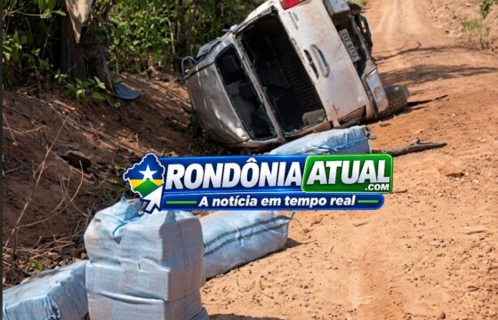 Hilux capota com mais de 530 kg de drogas e suspeitos são detidos durante operação em Alvorada do Oeste