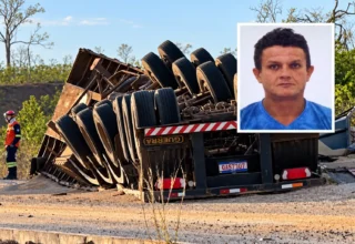 Caminhoneiro de 51 anos morre após caminhão capotar e ficar preso sob cabine