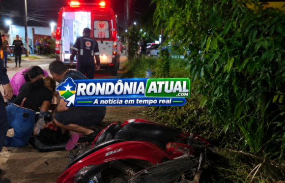 Mulher é encontrada ensanguentada ao lado de Biz após possível queda em Ji-Paraná