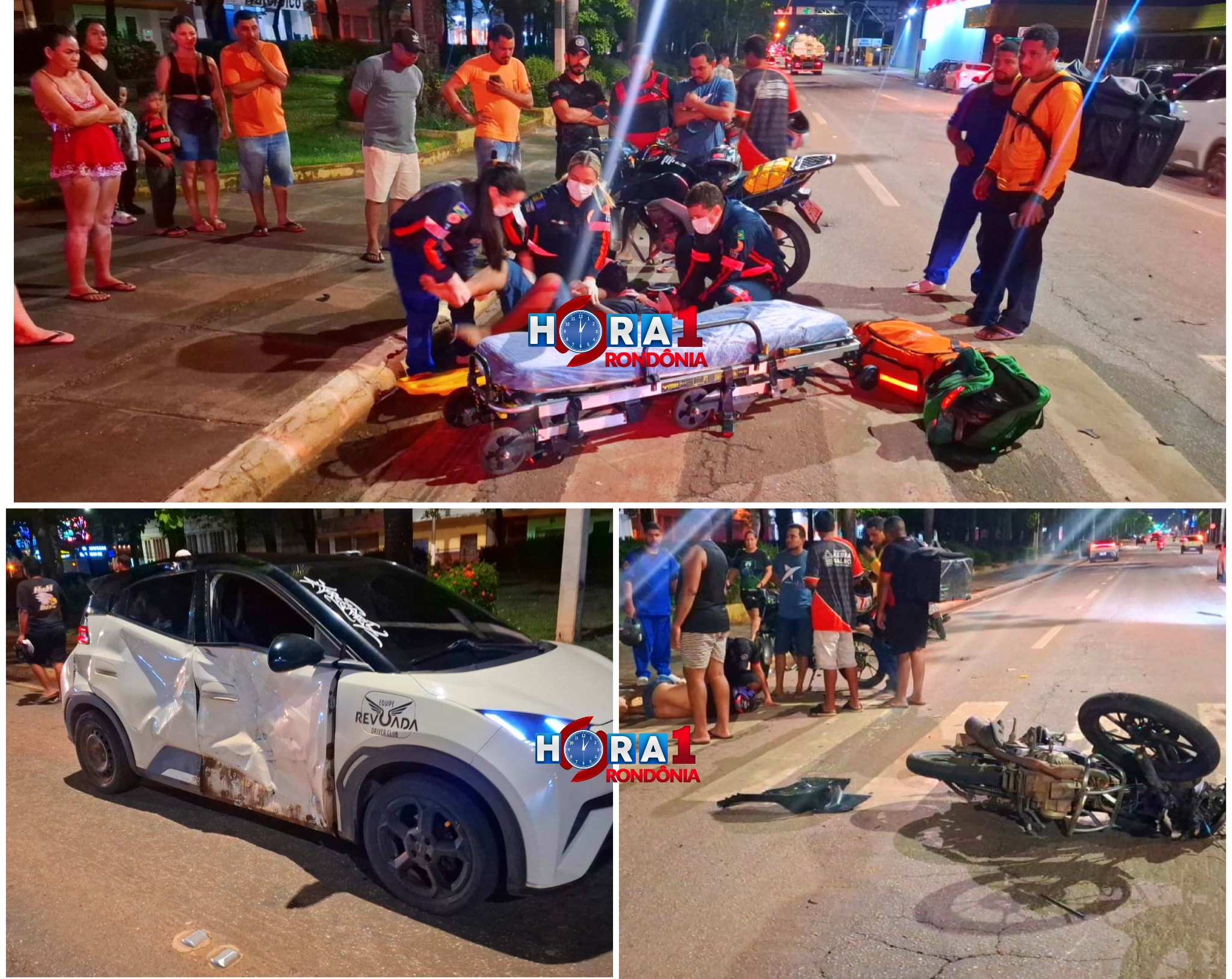 Motoboy fica gravemente ferido após colisão com carro de aplicativo em cruzamento de Porto Velho