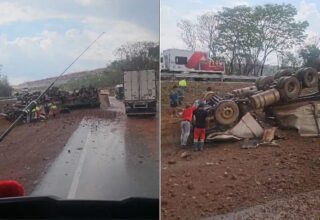 MOTORISTA MORRE APÓS PERDER CONTROLE DE CARRETA E CAPOTAR NA BR-364