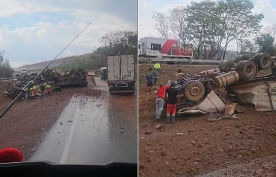 MOTORISTA MORRE APÓS PERDER CONTROLE DE CARRETA E CAPOTAR NA BR-364